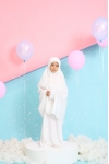 Telekung Travel Polkadot Dotter Bubly White 